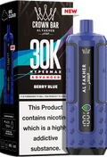 close-up view Al Fakher Crown Bar Vape 30K Hypermax Berry Blue
