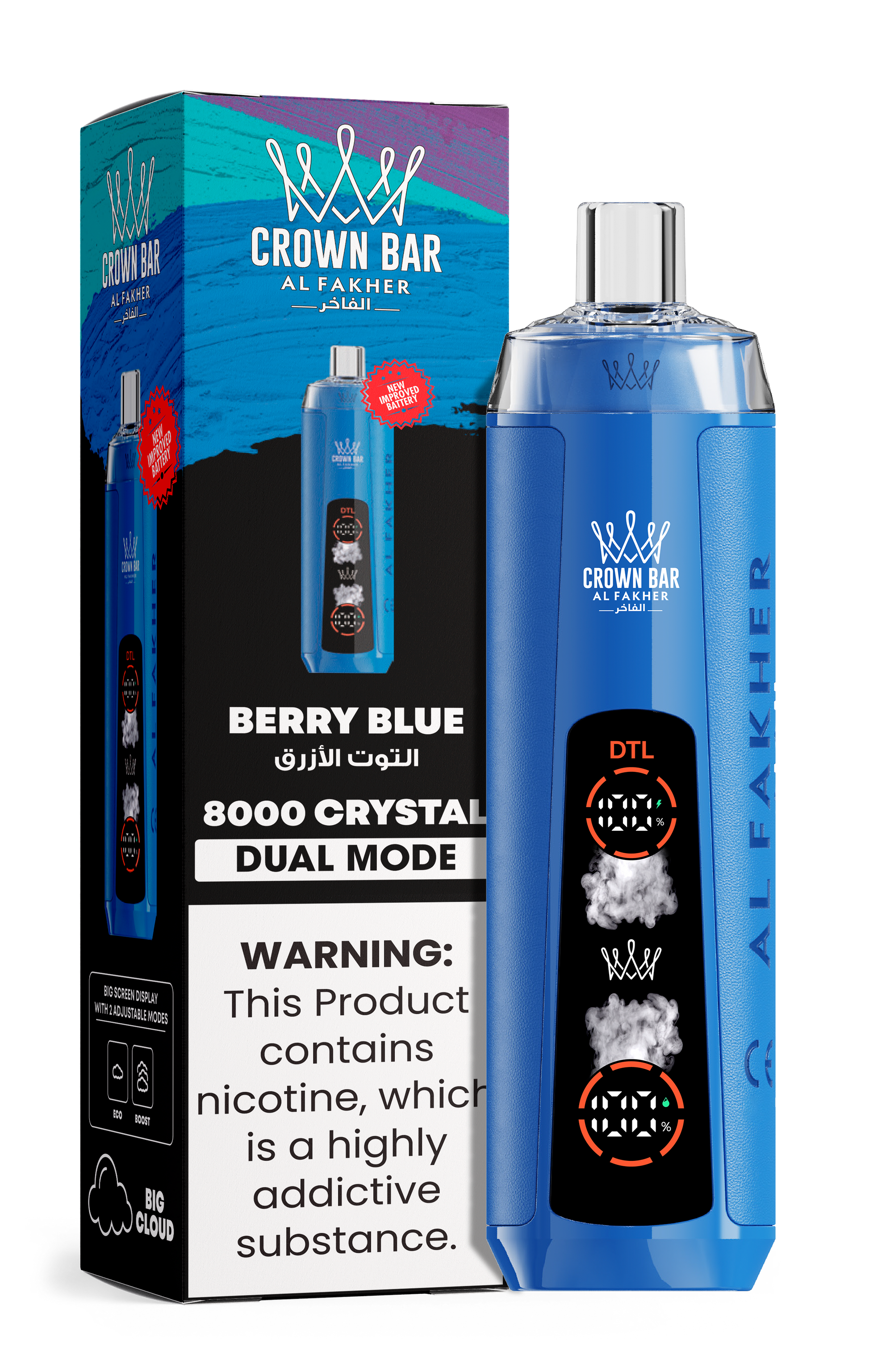 close-up view Al Fakher Vape 30K Hypermax Berry Blue flavor