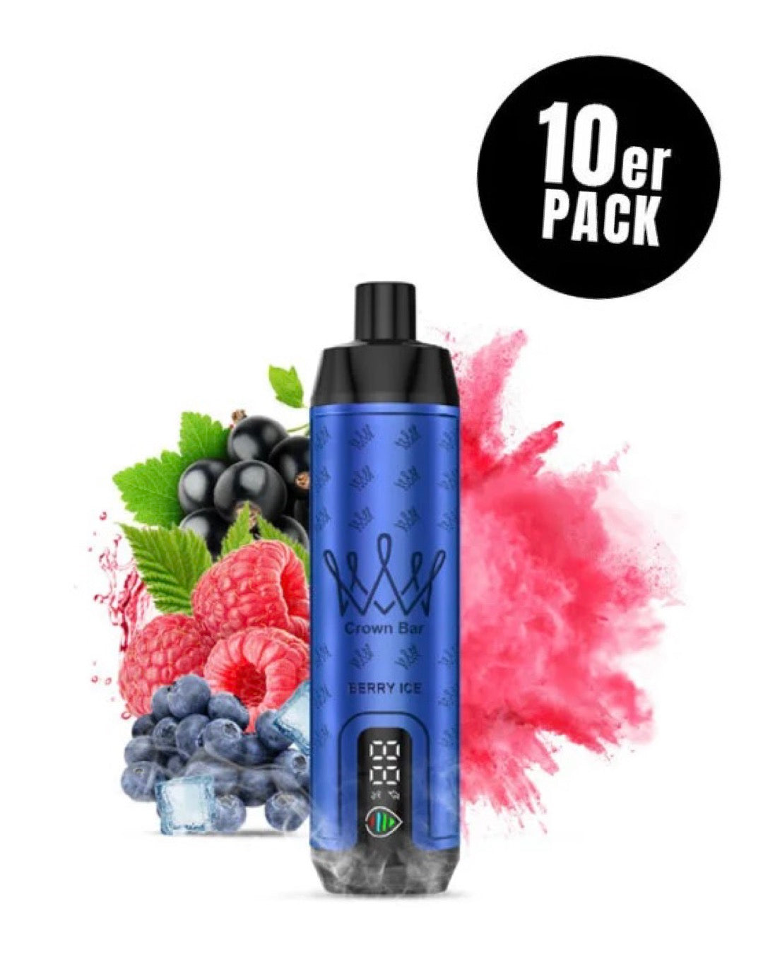 close-up view Al Fakher Crown Bar 15000 Pro Max Berry Ice - 10 per pack