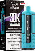 close-up view Al Fakher Crown Bar Vape 30K Hypermax Blackcurrant Ice