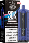 close-up view Al Fakher Crown Bar Vape 30K Hypermax Blueberry Cherry