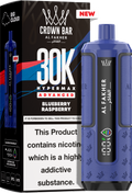 close-up view Al Fakher Crown Bar Vape 30K Hypermax Blueberry Raspberry