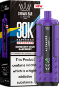 close-up view Al Fakher Crown Bar Vape 30K Hypermax Blueberry Sour Raspberry
