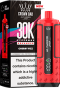 close-up view Al Fakher Crown Bar Vape 30K Hypermax Cherry Fizz