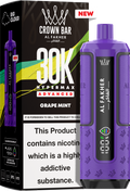 close-up view Al Fakher Crown Bar Vape 30K Hypermax Grape Mint