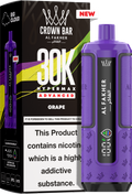 close-up view Al Fakher Crown Bar Vape 30K Hypermax Grape