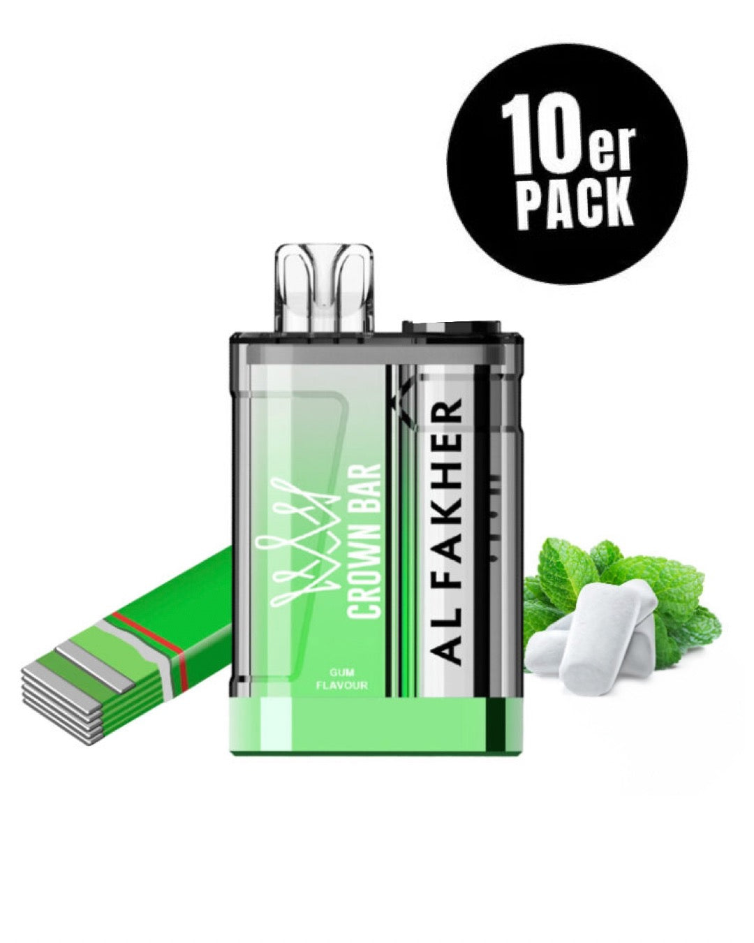 close-up view al fakher crown bar 9000 crystal Gum Flavour - 10 per pack