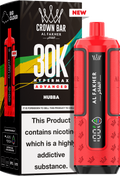 close-up view Al Fakher Crown Bar Vape 30K Hypermax Hubba