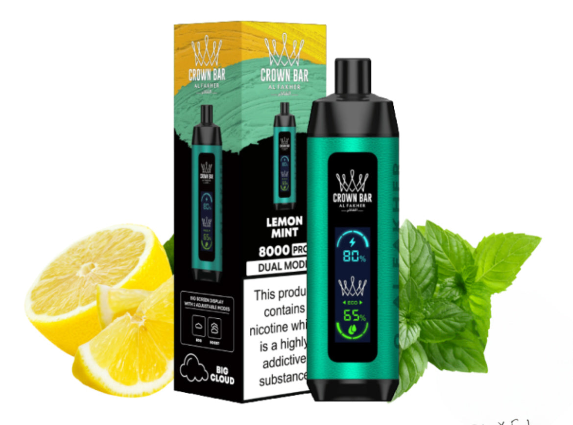 close-up view Al Fakher Crown Bar 15000 Pro Max Lemon Mint