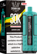 close-up view Al Fakher Crown Bar Vape 30K Hypermax Lemon Lime