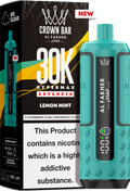 close-up view Al Fakher Crown Bar Vape 30K Hypermax Lemon Mint