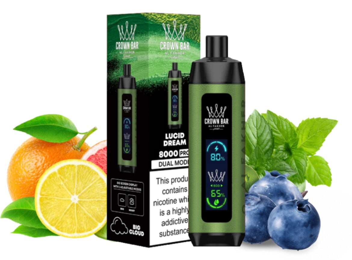 close-up view Al Fakher Crown Bar 15000 Pro Max Lucid Dream