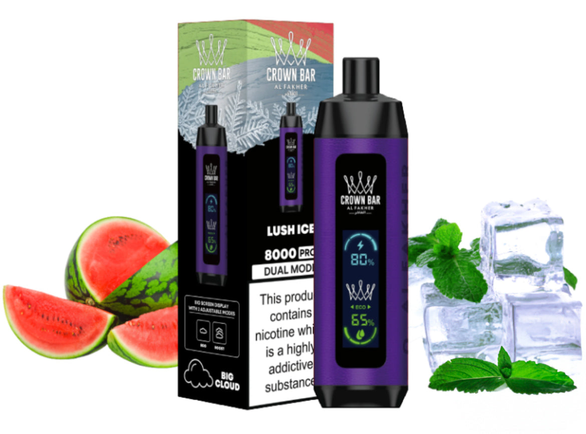 close-up view Al Fakher Crown Bar 15000 Pro Max Lush Ice