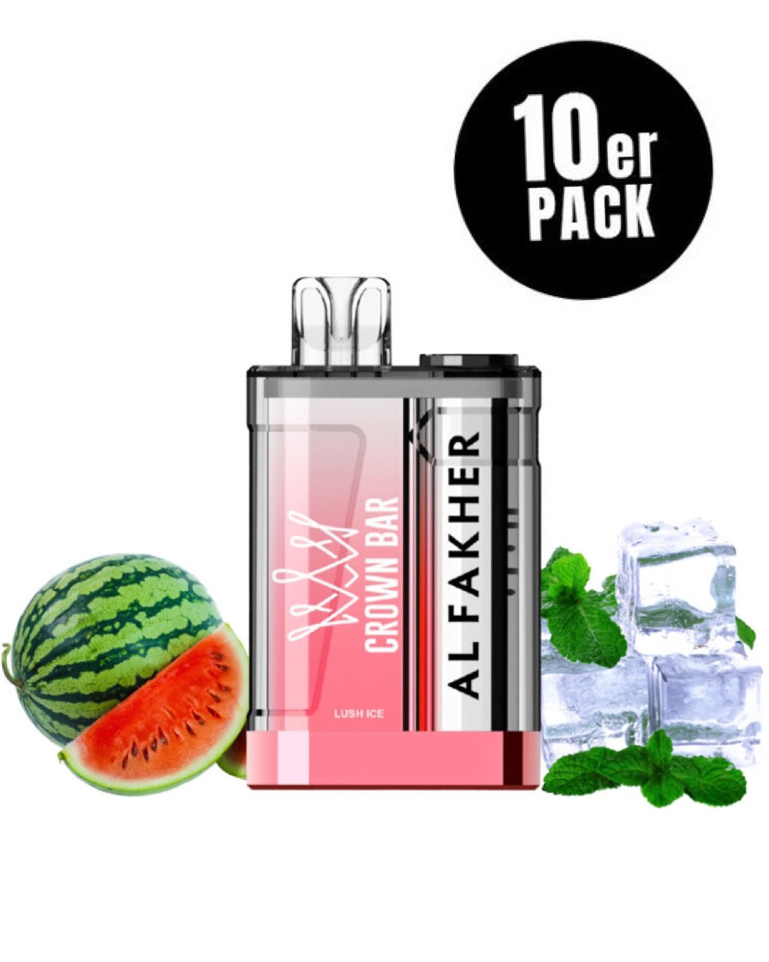 close-up view al fakher crown bar 9000 crystal Lush Ice - 10 per pack