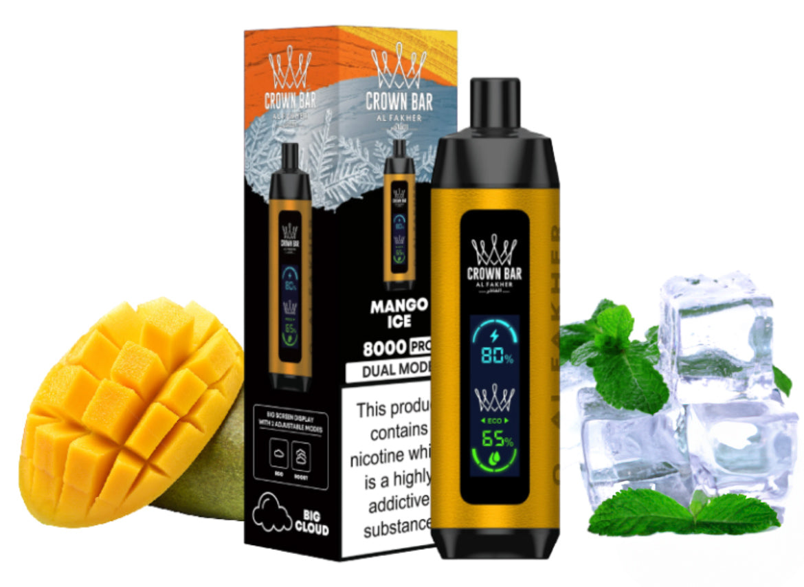 close-up view Al Fakher Crown Bar 15000 Pro Max Mango Ice
