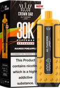 close-up view Al Fakher Crown Bar Vape 30K Hypermax Mango Pineapple