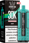 close-up view Al Fakher Crown Bar Vape 30K Hypermax Mint