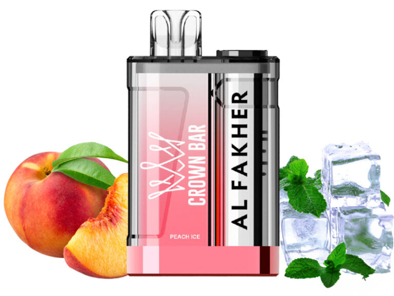 close-up view al fakher crown bar 9000 crystal Peach Ice