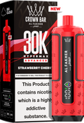 close-up view Al Fakher Crown Bar Vape 30K Hypermax Strawberry Cherry
