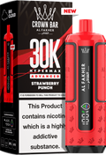 close-up view Al Fakher Crown Bar Vape 30K Hypermax Strawberry Punch