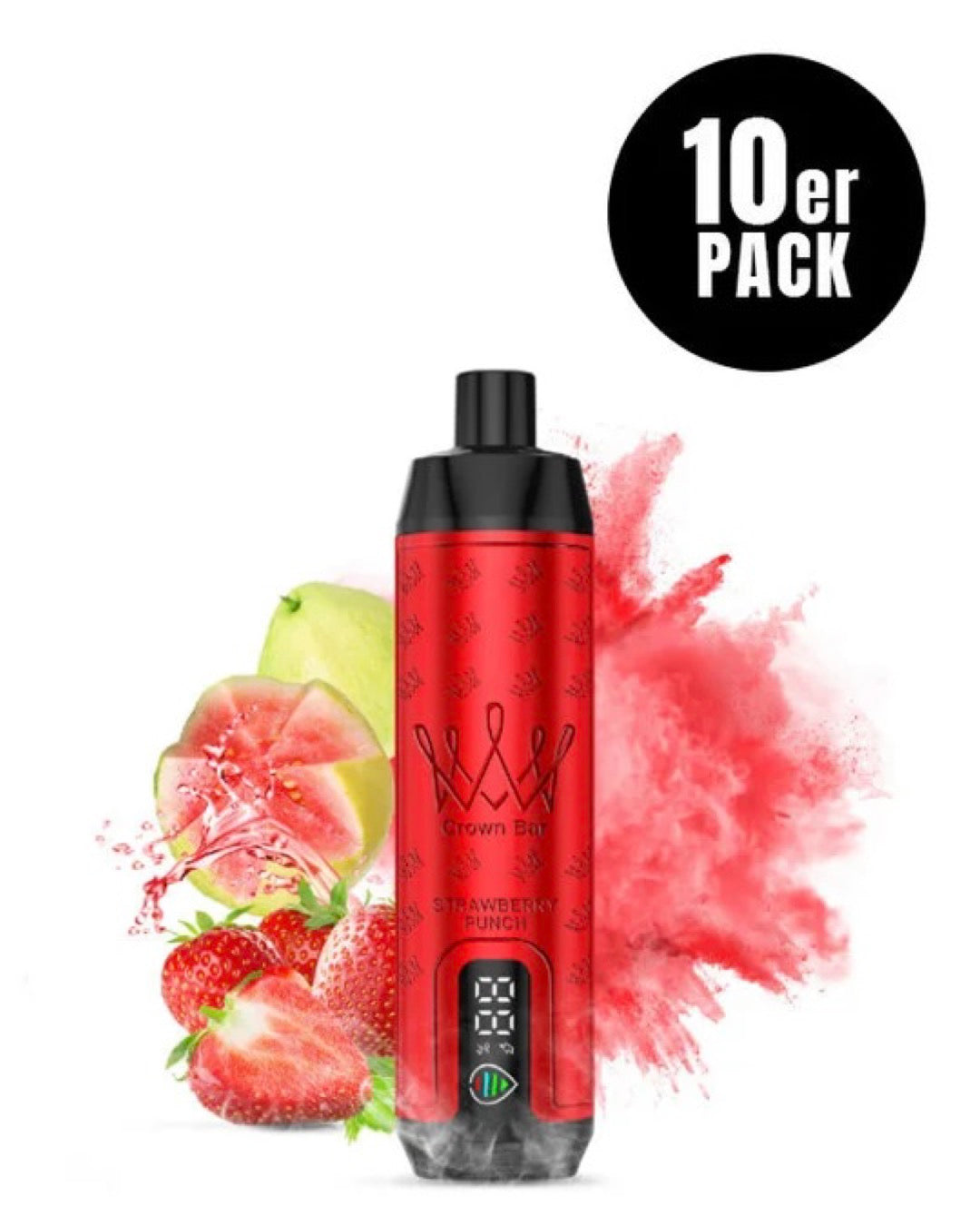 close-up view Al Fakher Crown Bar 15000 Pro Max Strawberry Punch - 10 per pack