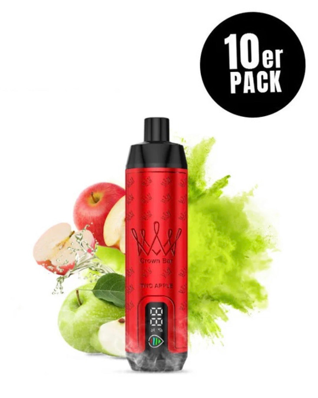 close-up view Al Fakher Crown Bar 15000 Pro Max Two Apple - 10 per pack