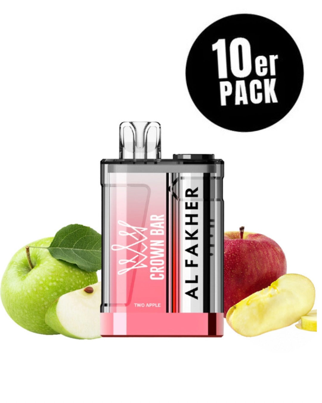 close-up view al fakher crown bar 9000 crystal Two Apple - 10 per pack