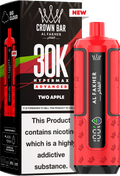 close-up view Al Fakher Crown Bar Vape 30K Hypermax Two Apple