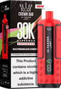 close-up view Al Fakher Crown Bar Vape 30K Hypermax Watermelon Cherry