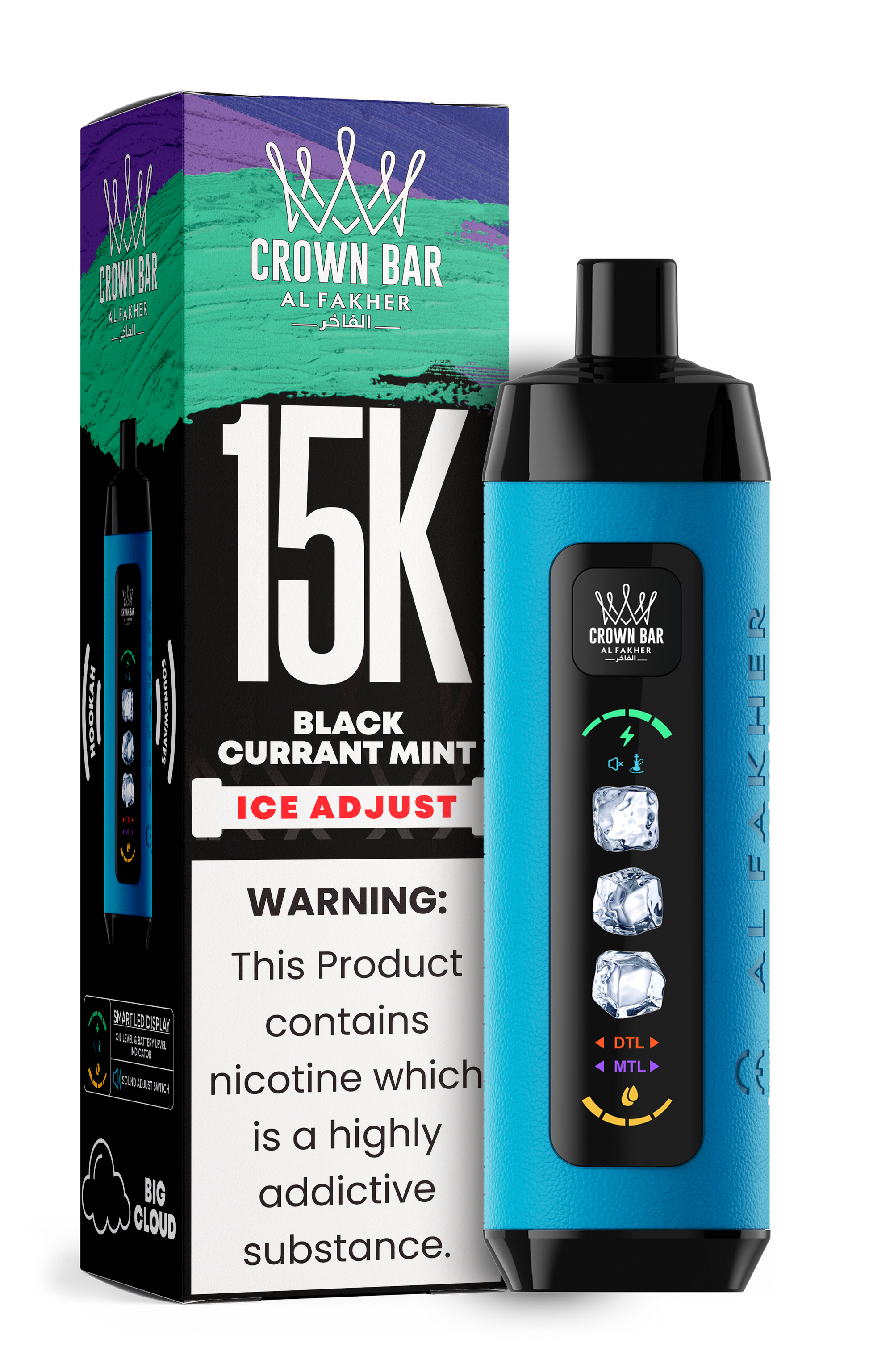 Al Fakher Crown Bar 15K Ice Adjust Black Currant Mint – E-Shisha kaufen Deutschland