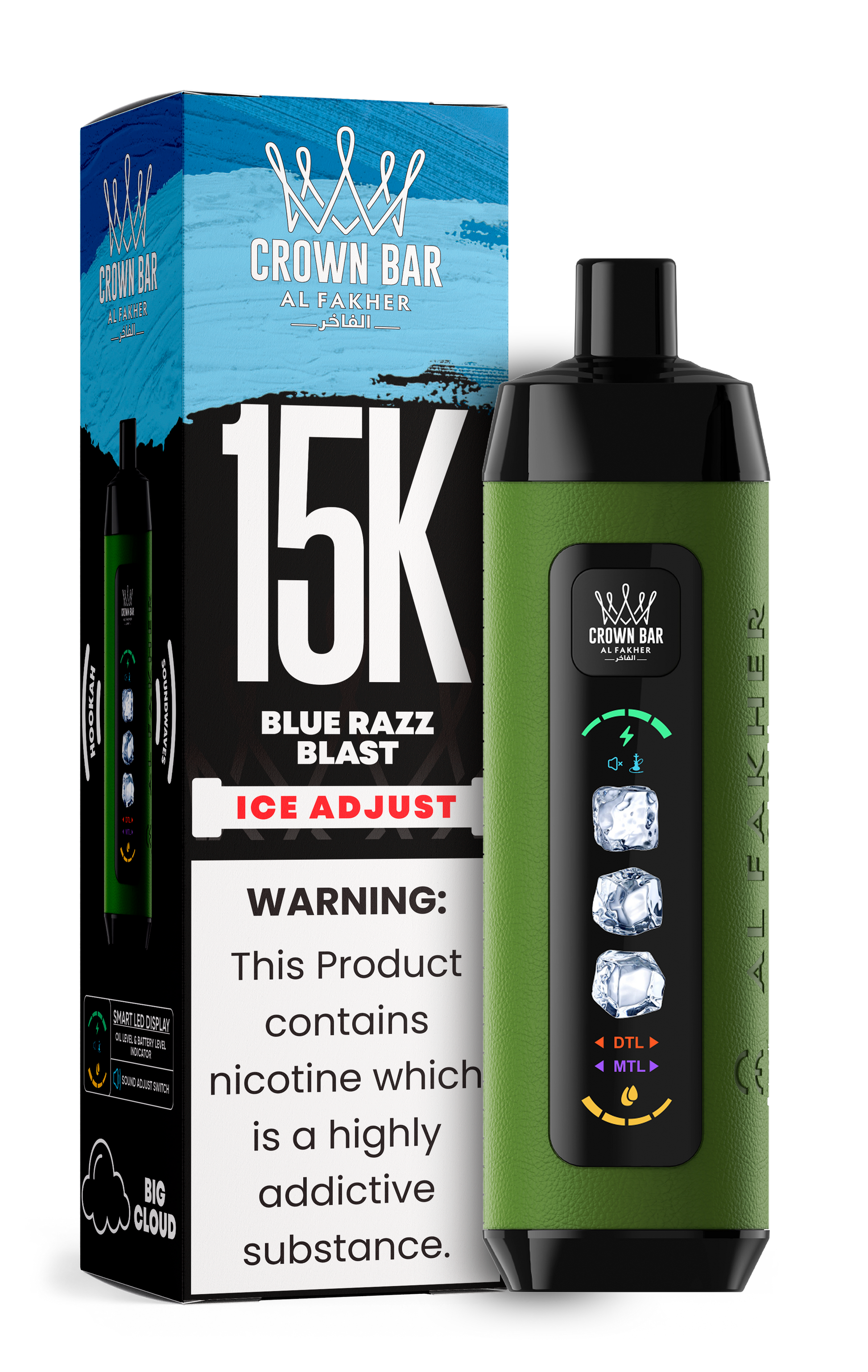 Al Fakher Crown Bar 15K Ice Adjust Blue Razz Blast – Vape kaufen Deutschland