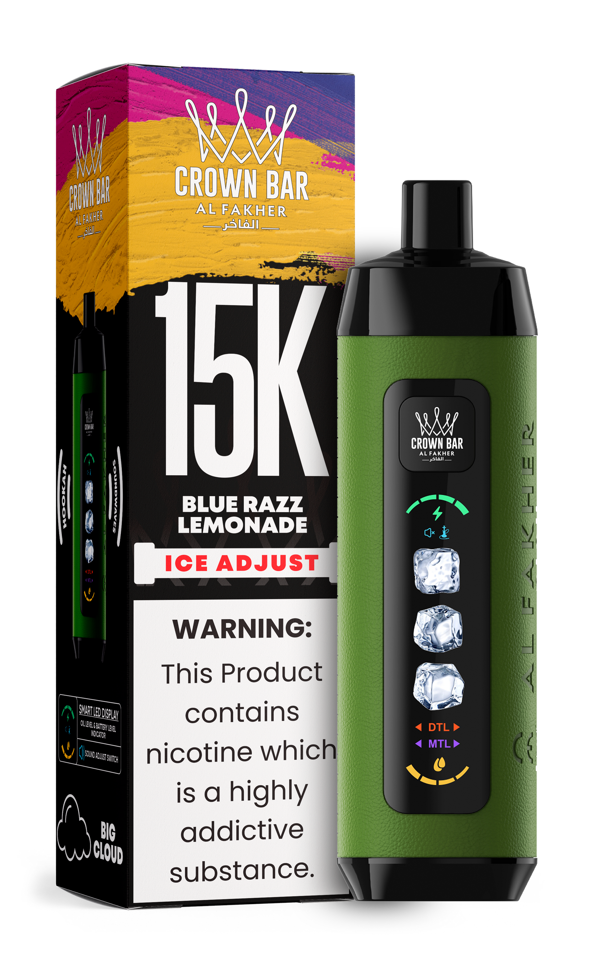 Al Fakher Crown Bar 15K Ice Adjust Blue Razz Lemonade – Vape kaufen Deutschland