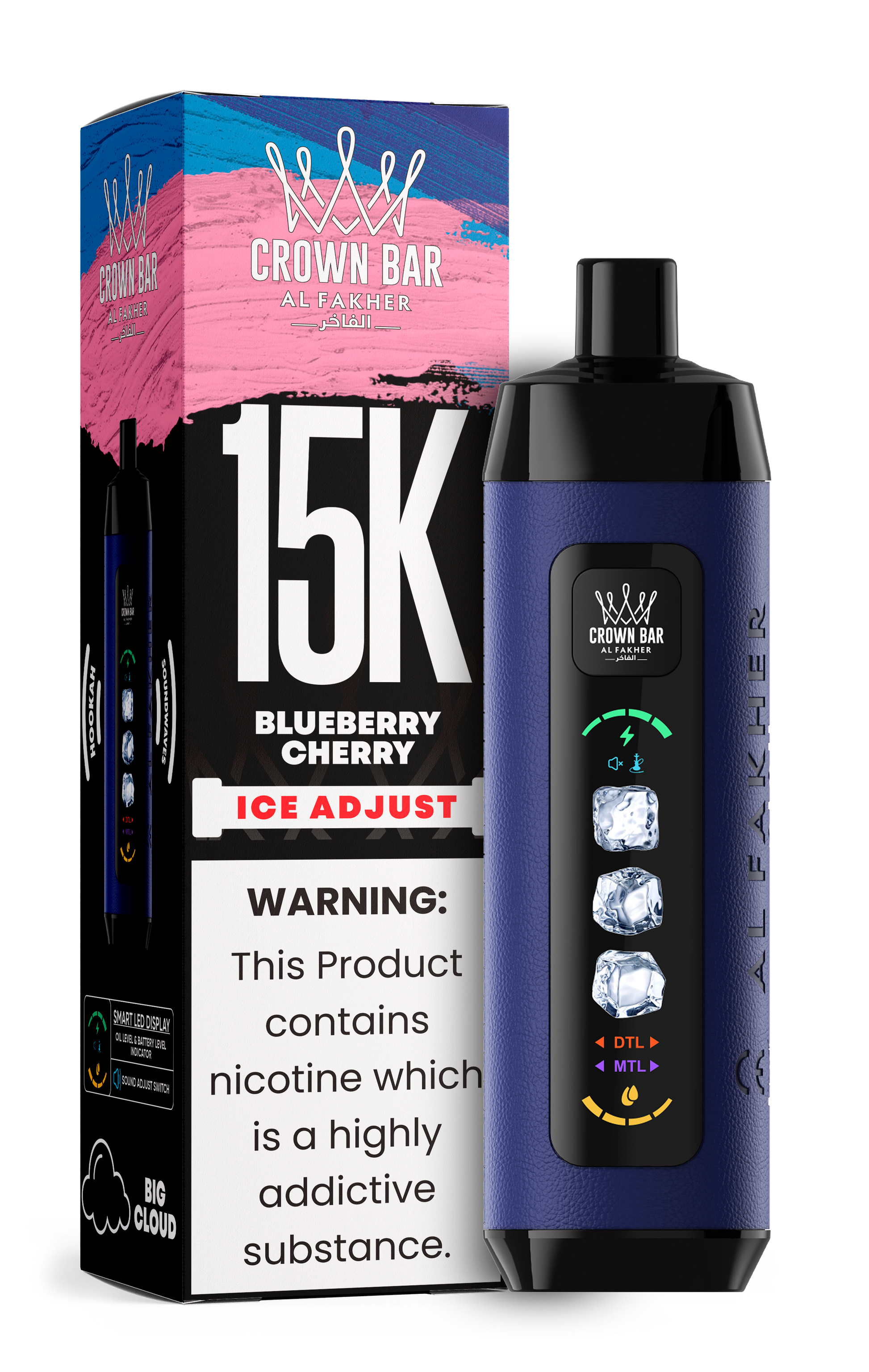 Al Fakher Crown Bar 15K Ice Adjust Blueberry Cherry – E-Shisha Deutschland