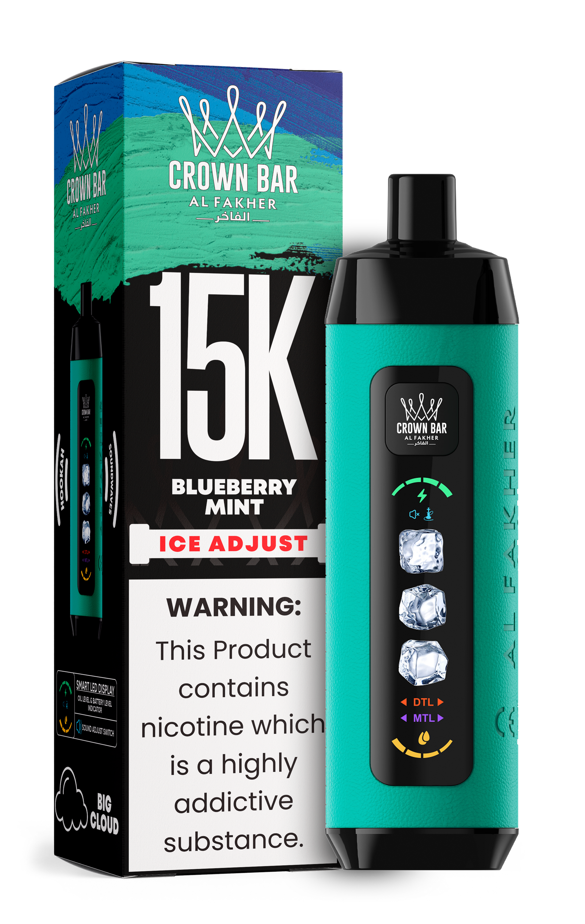 Al Fakher Crown Bar 15K Ice Adjust Blueberry Mint – E-Shisha kaufen Deutschland