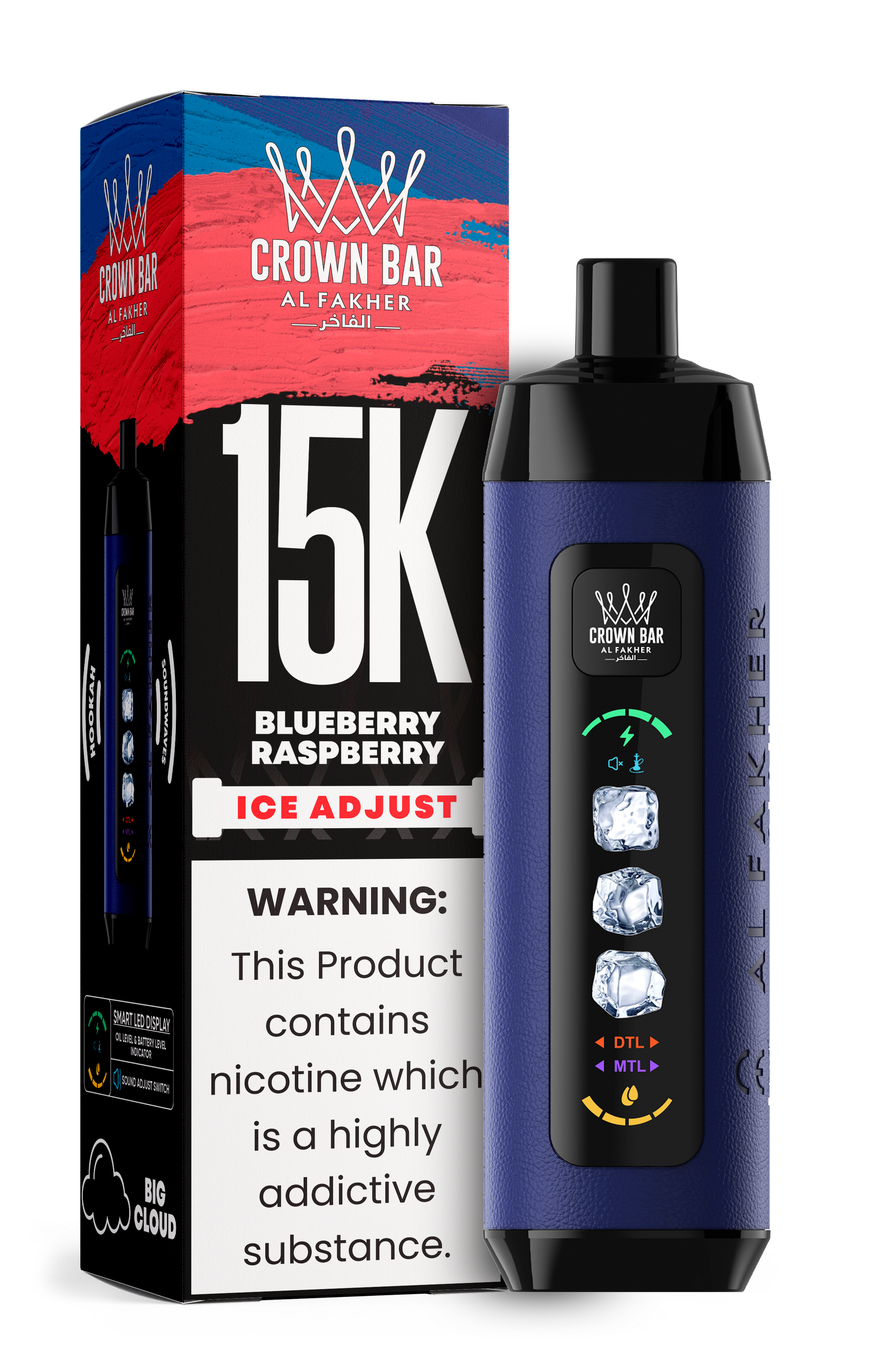Al Fakher Crown Bar 15K Ice Adjust Blueberry Raspberry – Vape kaufen Deutschland