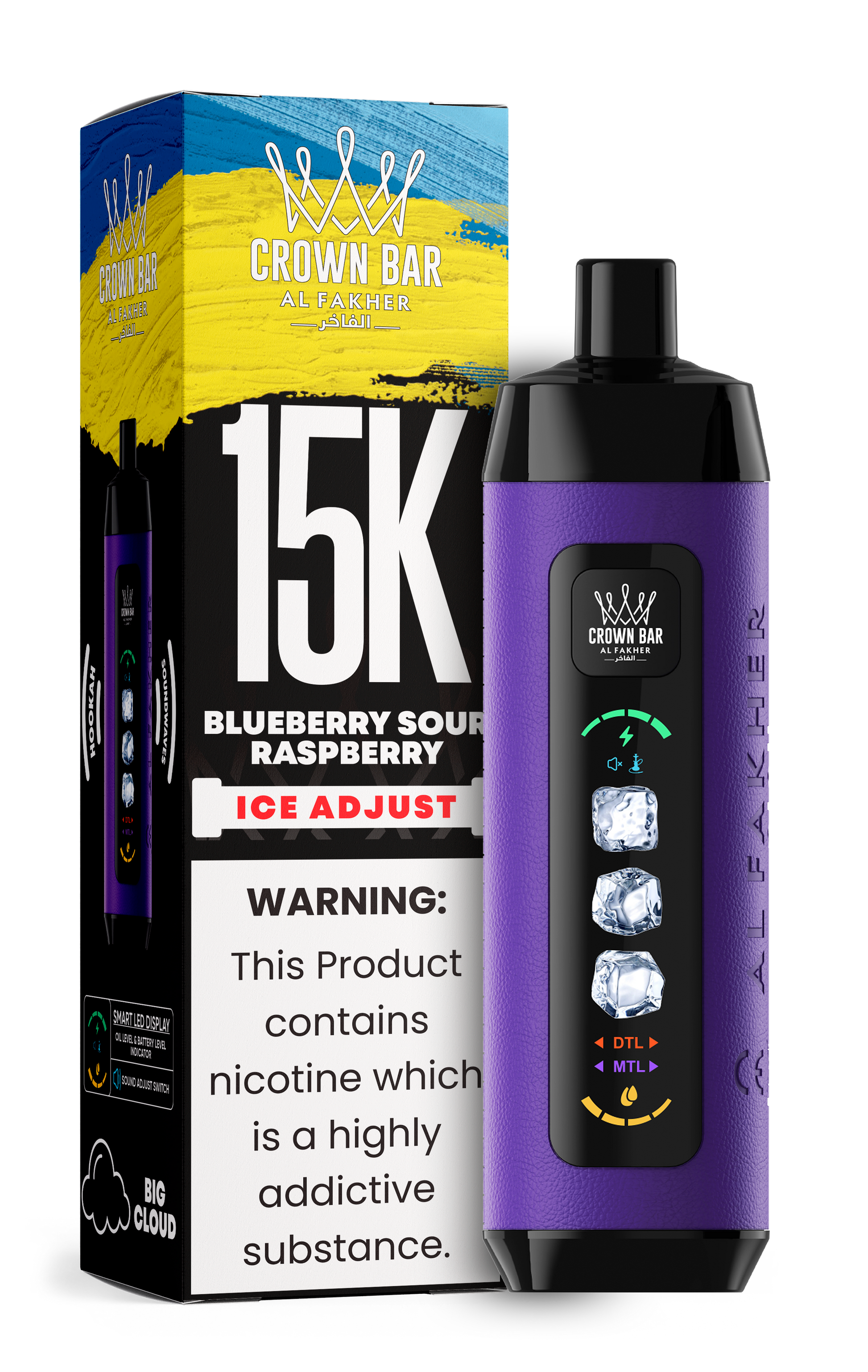 Al Fakher Crown Bar 15K Ice Adjust Blueberry Sour Raspberry – Vape kaufen Deutschland