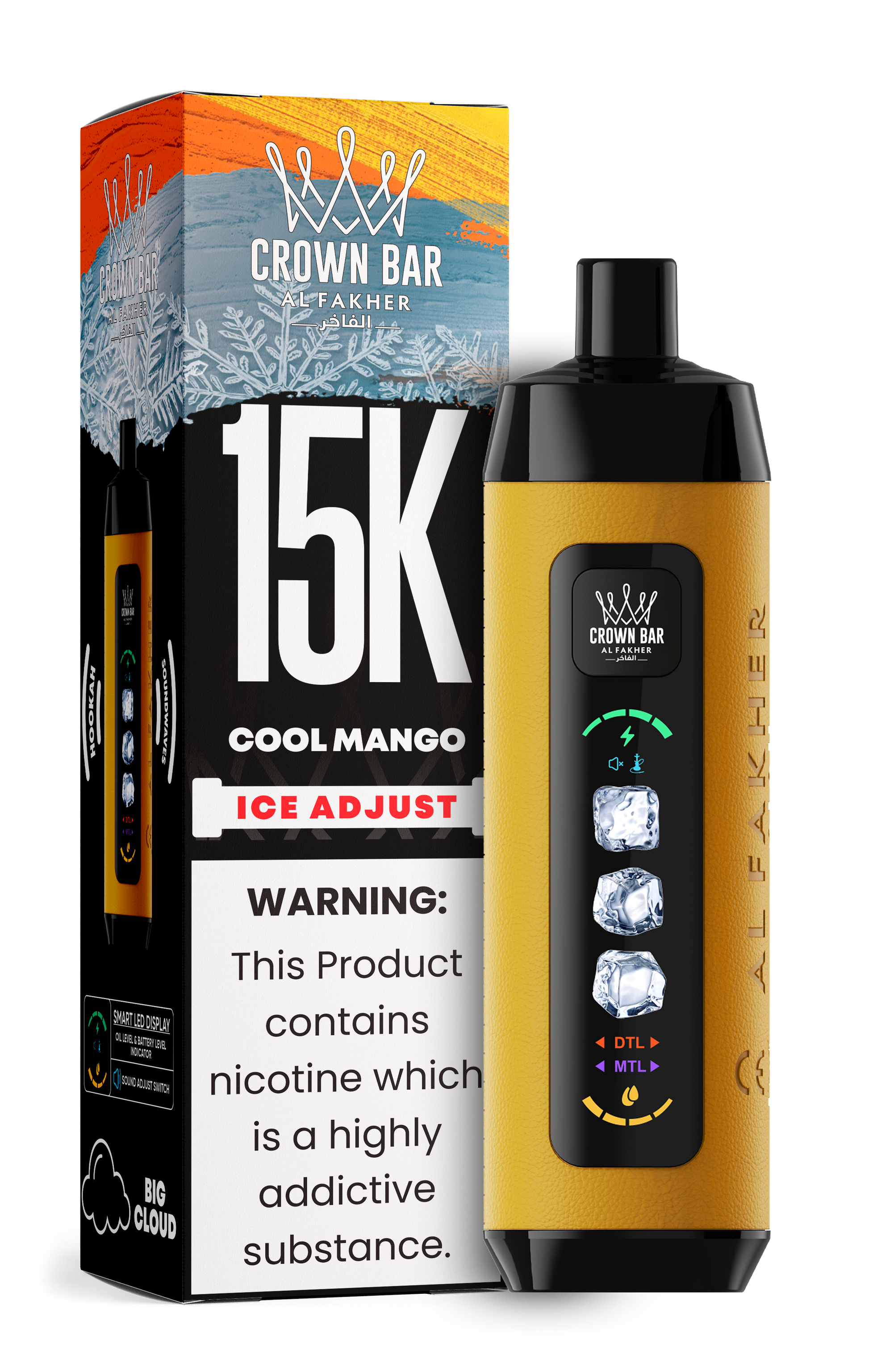 Al Fakher Crown Bar 15K Ice Adjust Cool Mango –Vape kaufen Deutschland