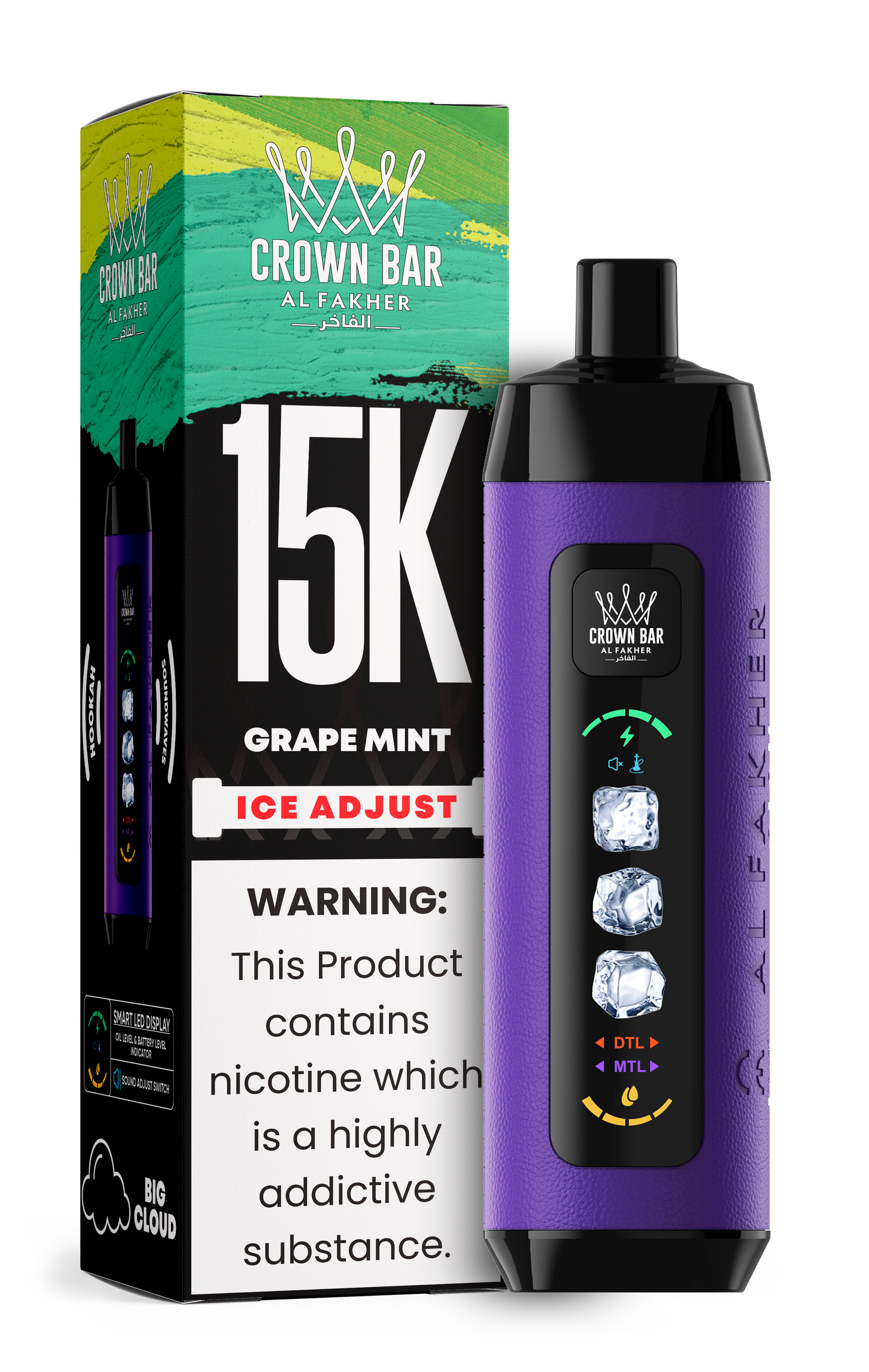 Al Fakher Crown Bar 15K Ice Adjust Grape Mint – Einweg Vape kaufen Deutschland