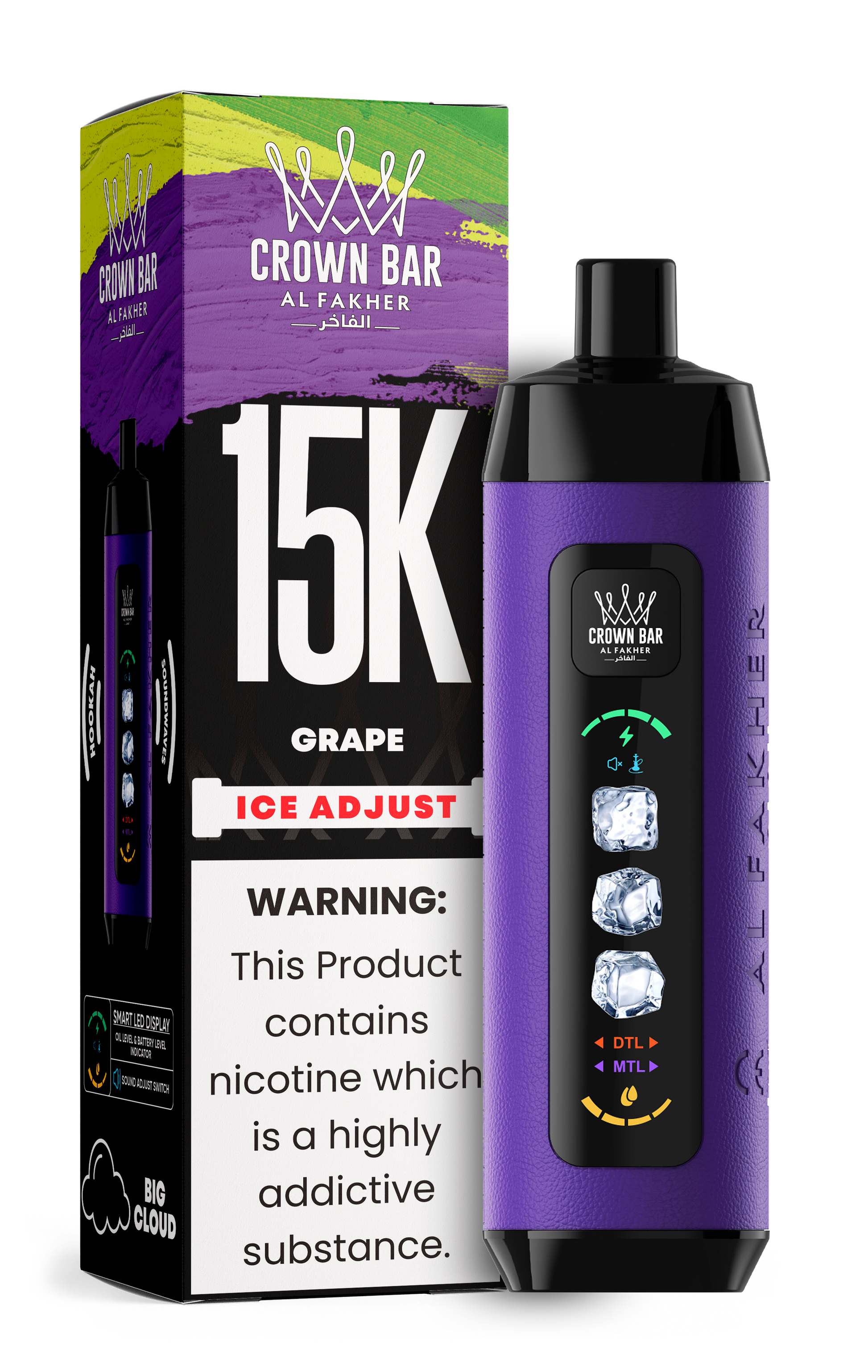 Al Fakher Crown Bar 15K Ice Adjust Grape – Einweg Vape kaufen Deutschland