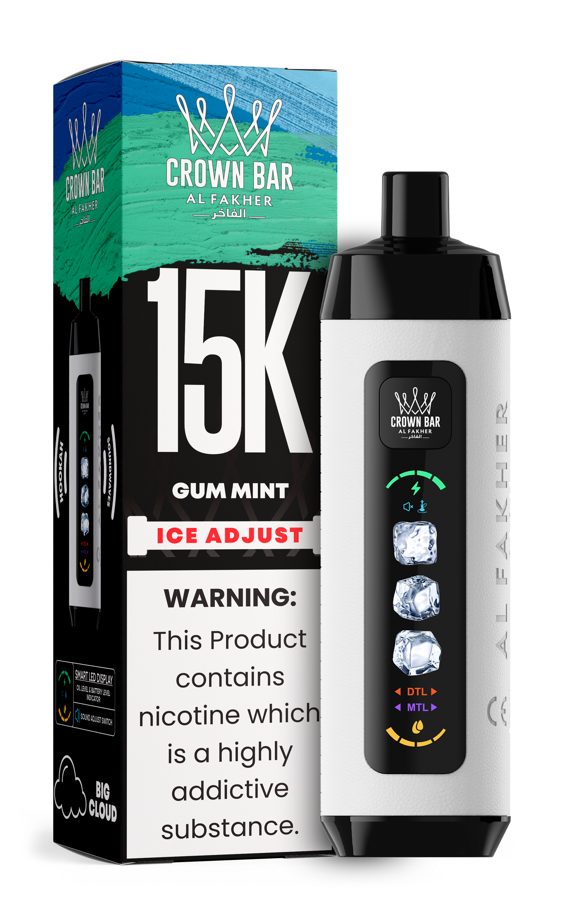Al Fakher Crown Bar 15K Ice Adjust Gum Mint – Einweg Vape kaufen Deutschland