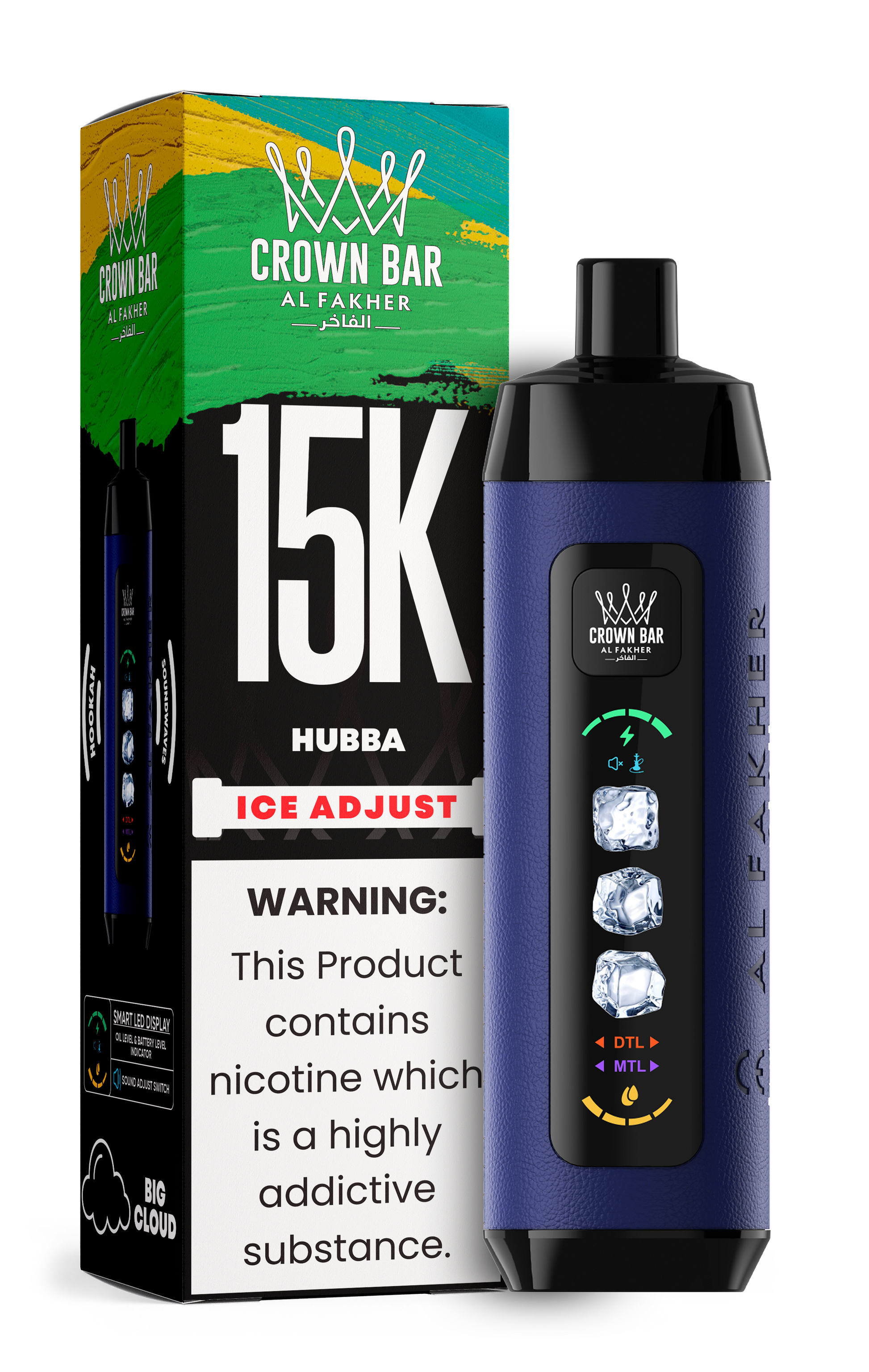 Al Fakher Crown Bar 15K Ice Adjust Hubba – Einweg Vape kaufen