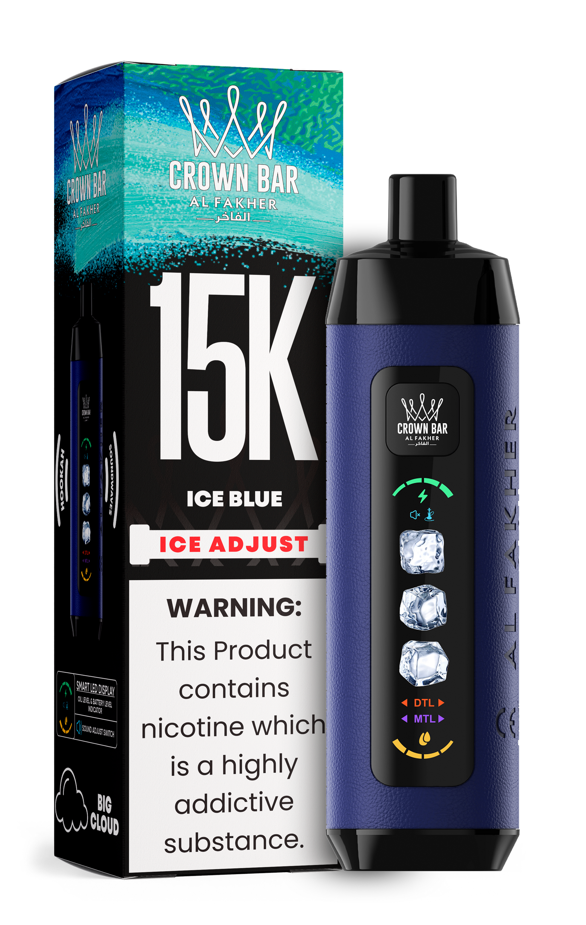 Al Fakher Crown Bar 15K Ice Adjust Ice Blue – Einweg Vape kaufen Deutschland