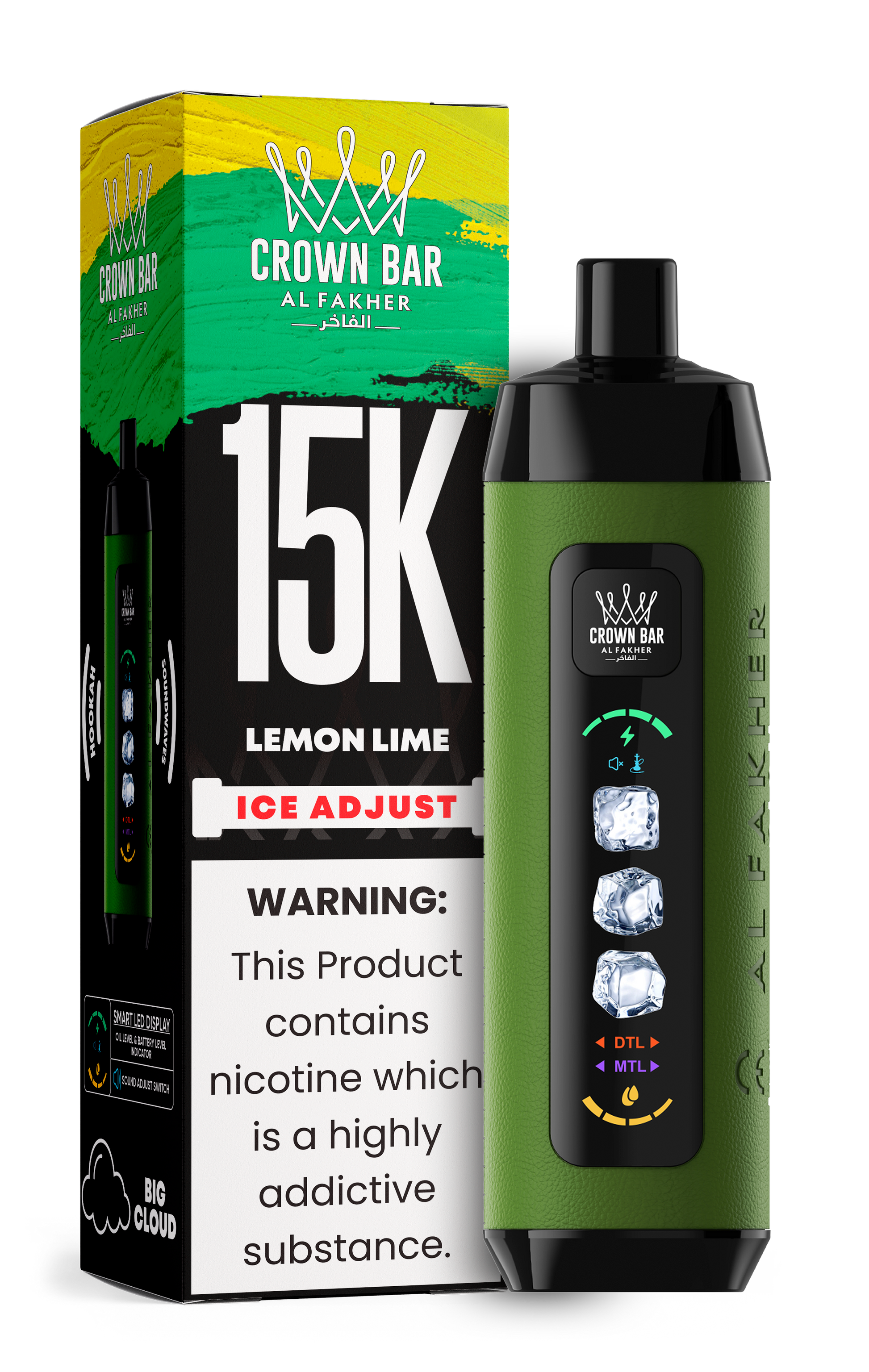 Al Fakher Crown Bar 15K Ice Adjust Lemon Lime – Vape kaufen Deutschland