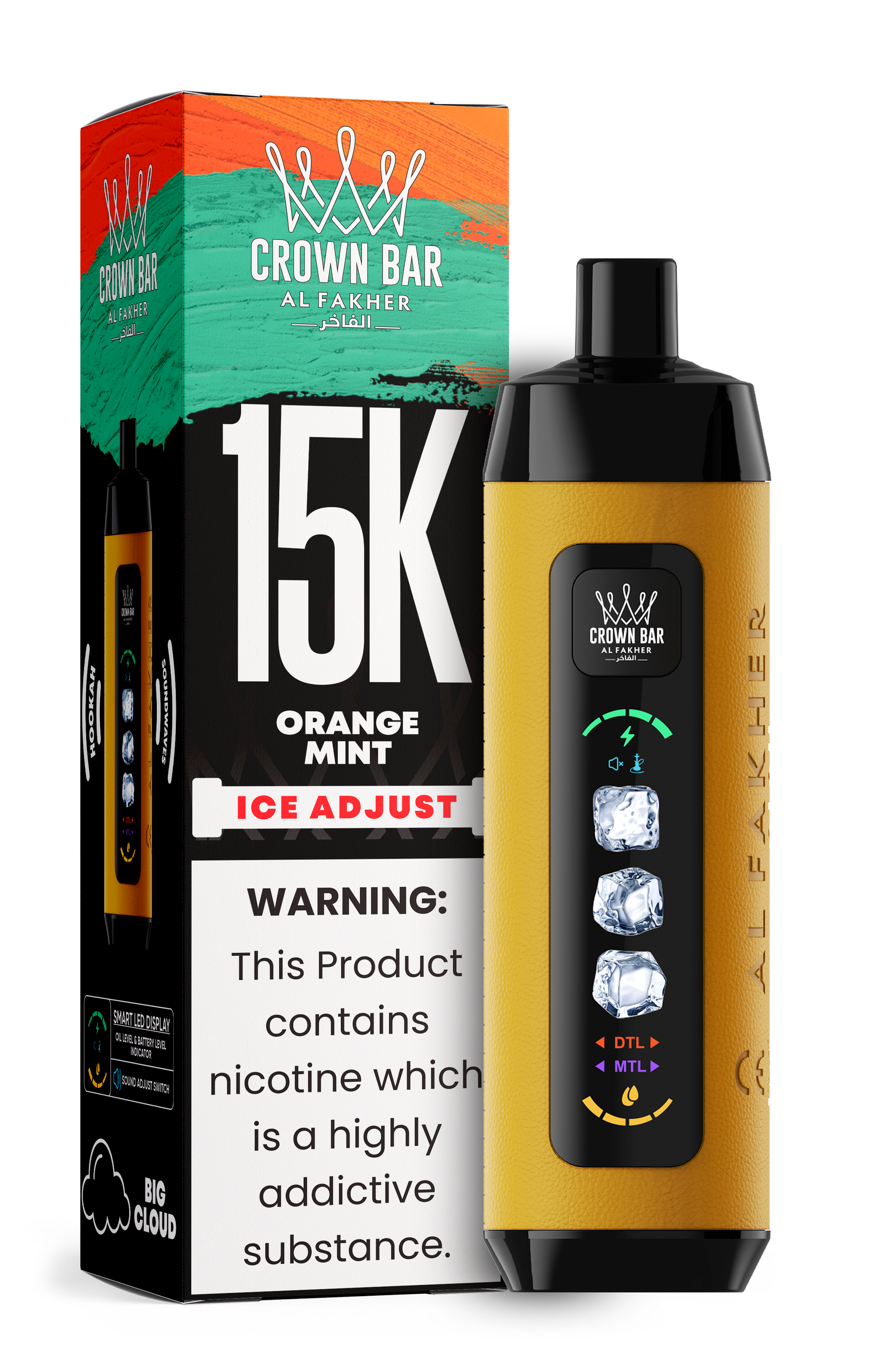 Al Fakher Crown Bar 15K Ice Adjust Orange Mint – Vape kaufen Deutschland