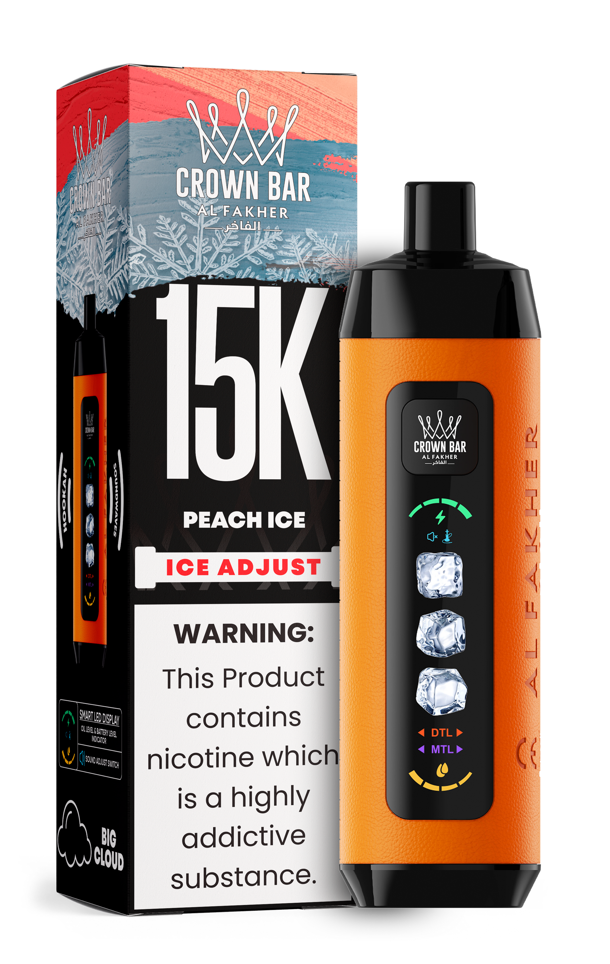 Al Fakher Crown Bar 15K Ice Adjust Peach Ice – Vape kaufen Deutschland