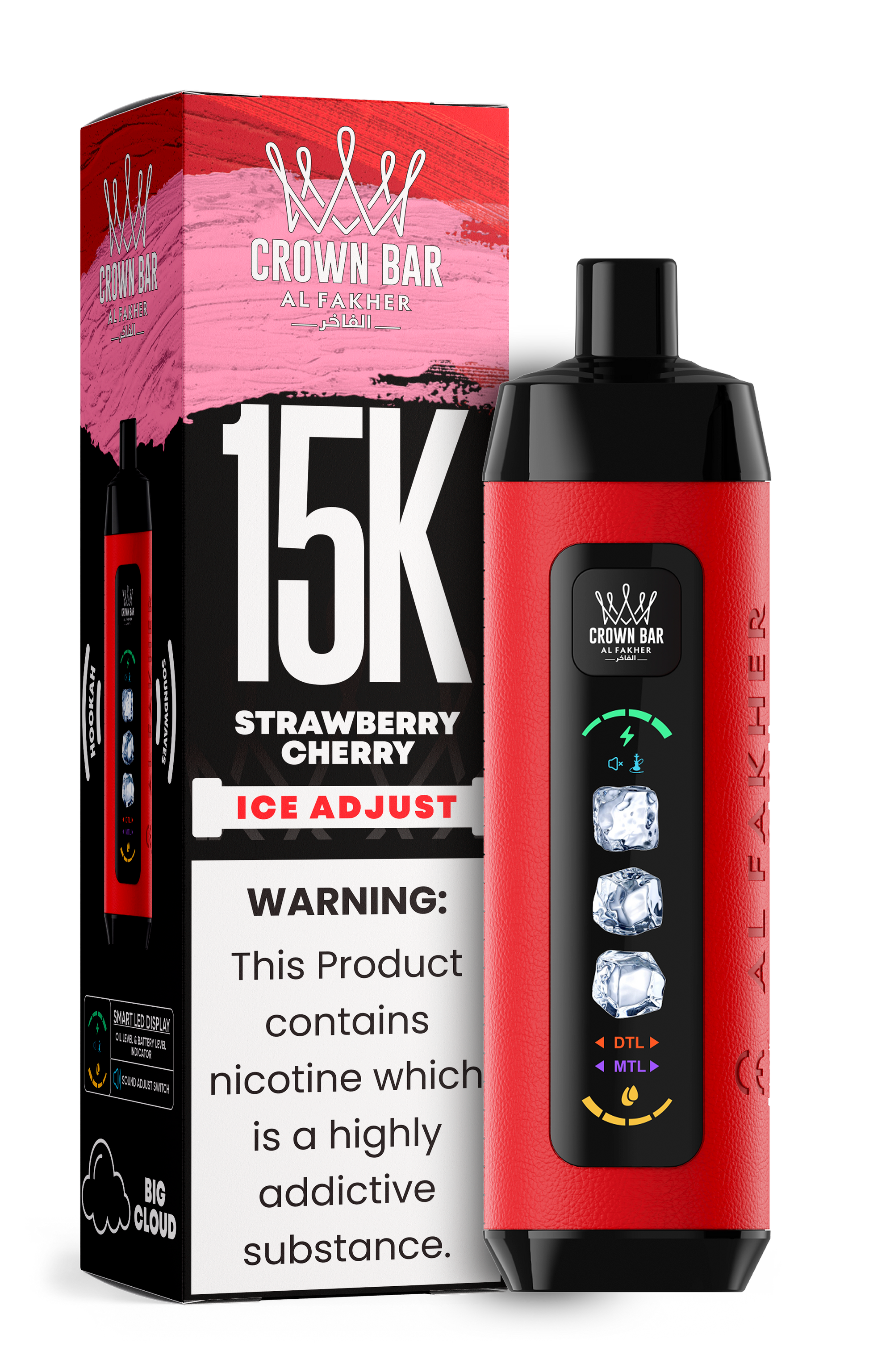 Al Fakher Crown Bar 15K Ice Adjust Strawberry Cherry – E-Shisha kaufen Deutschland