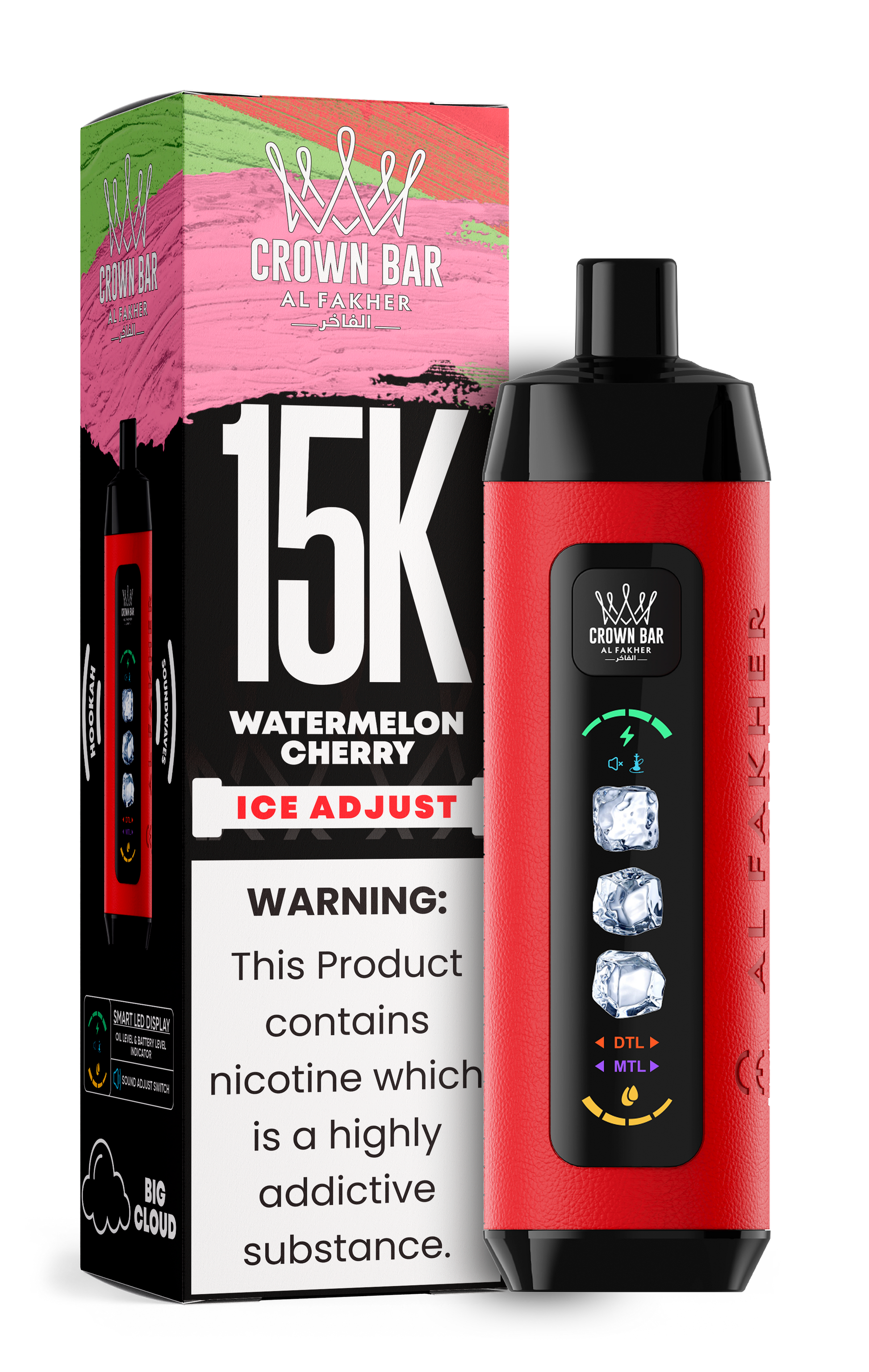 Al Fakher Crown Bar 15K Ice Adjust Watermelon Cherry – Vape kaufen Deutschland