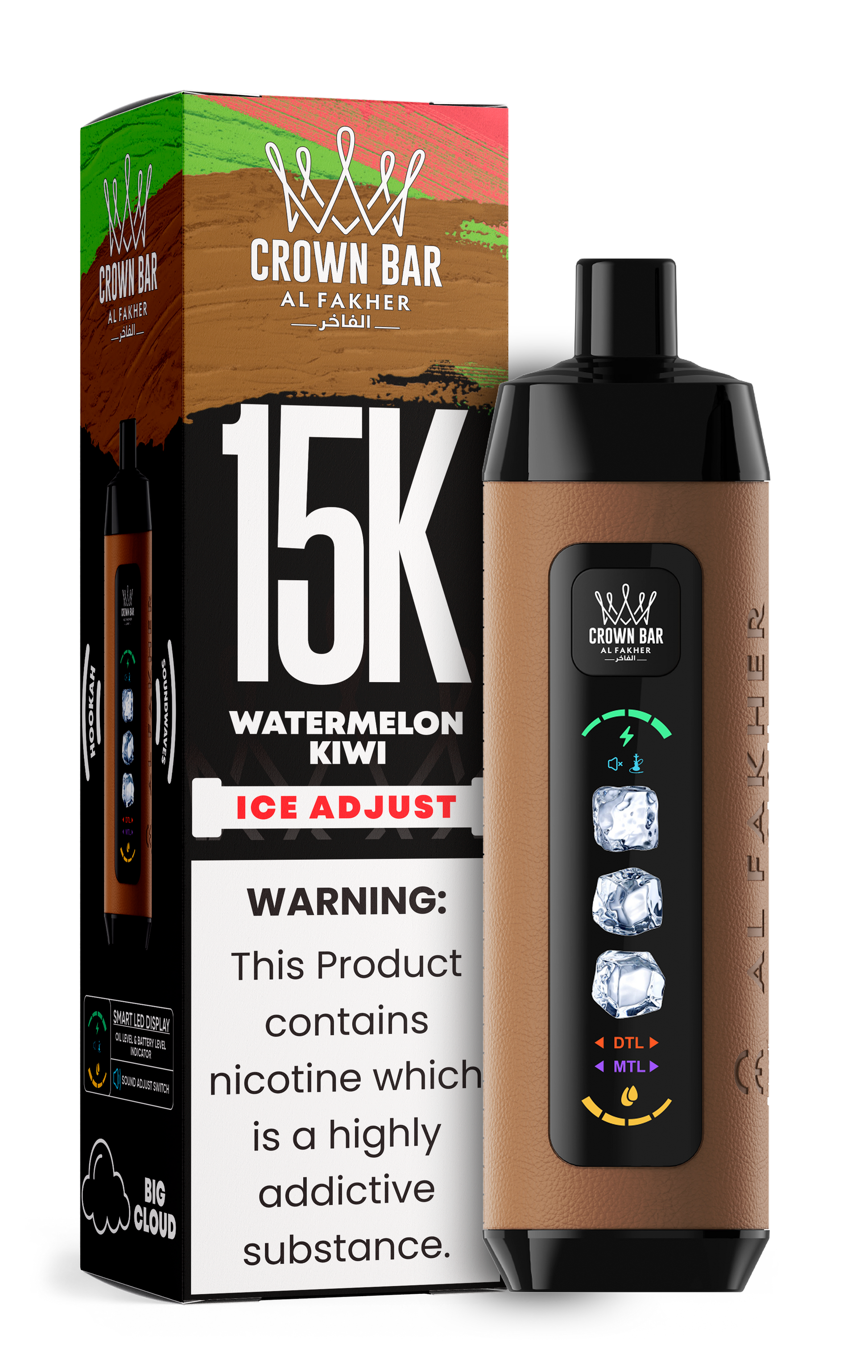 Al Fakher Crown Bar 15K Ice Adjust Watermelon Kiwi – Einweg Vape kaufen Deutschland