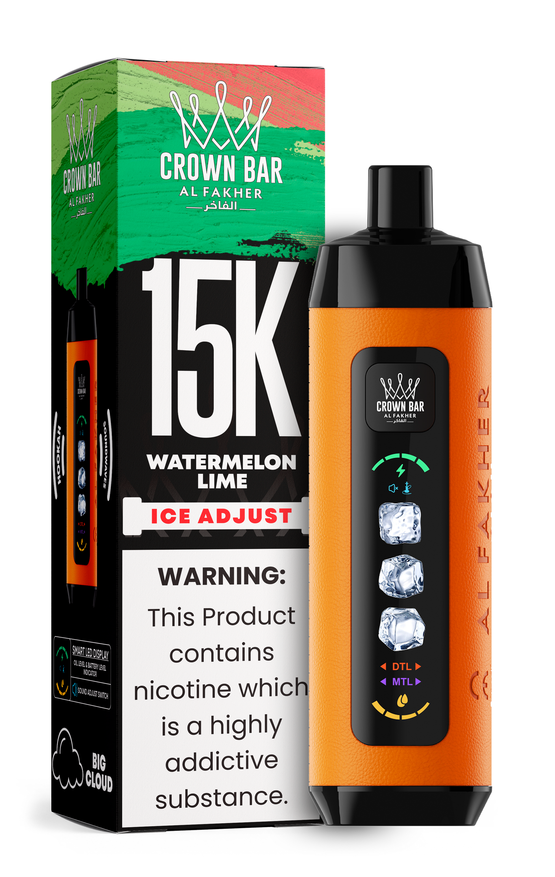 Al Fakher Crown Bar 15K Ice Adjust Watermelon Lime – E-Shisha kaufen Deutschland