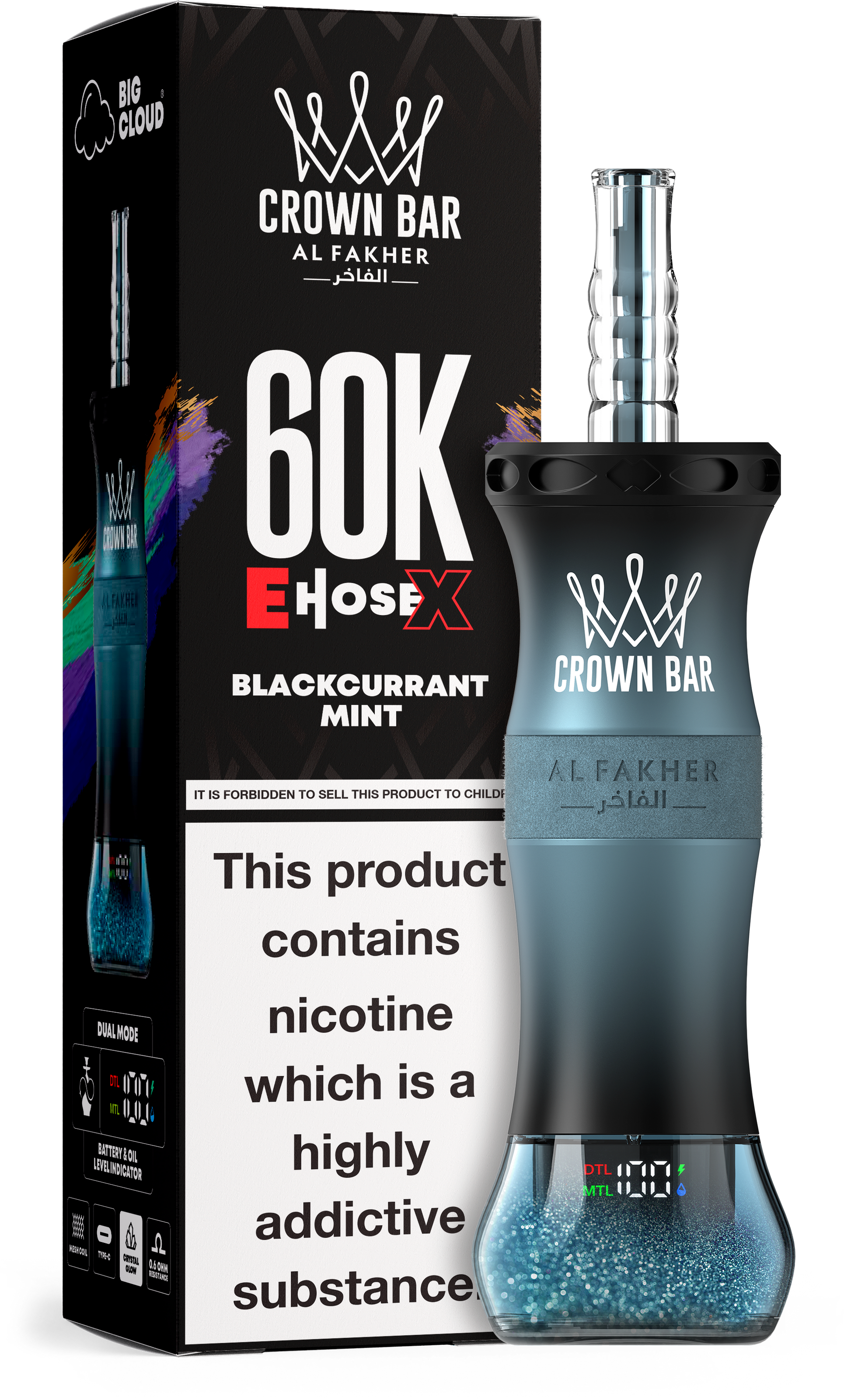 Al Fakher Crown Bar E Hose X 60K Blackcurrant Mint – Mini Hookah kaufen Deutschland